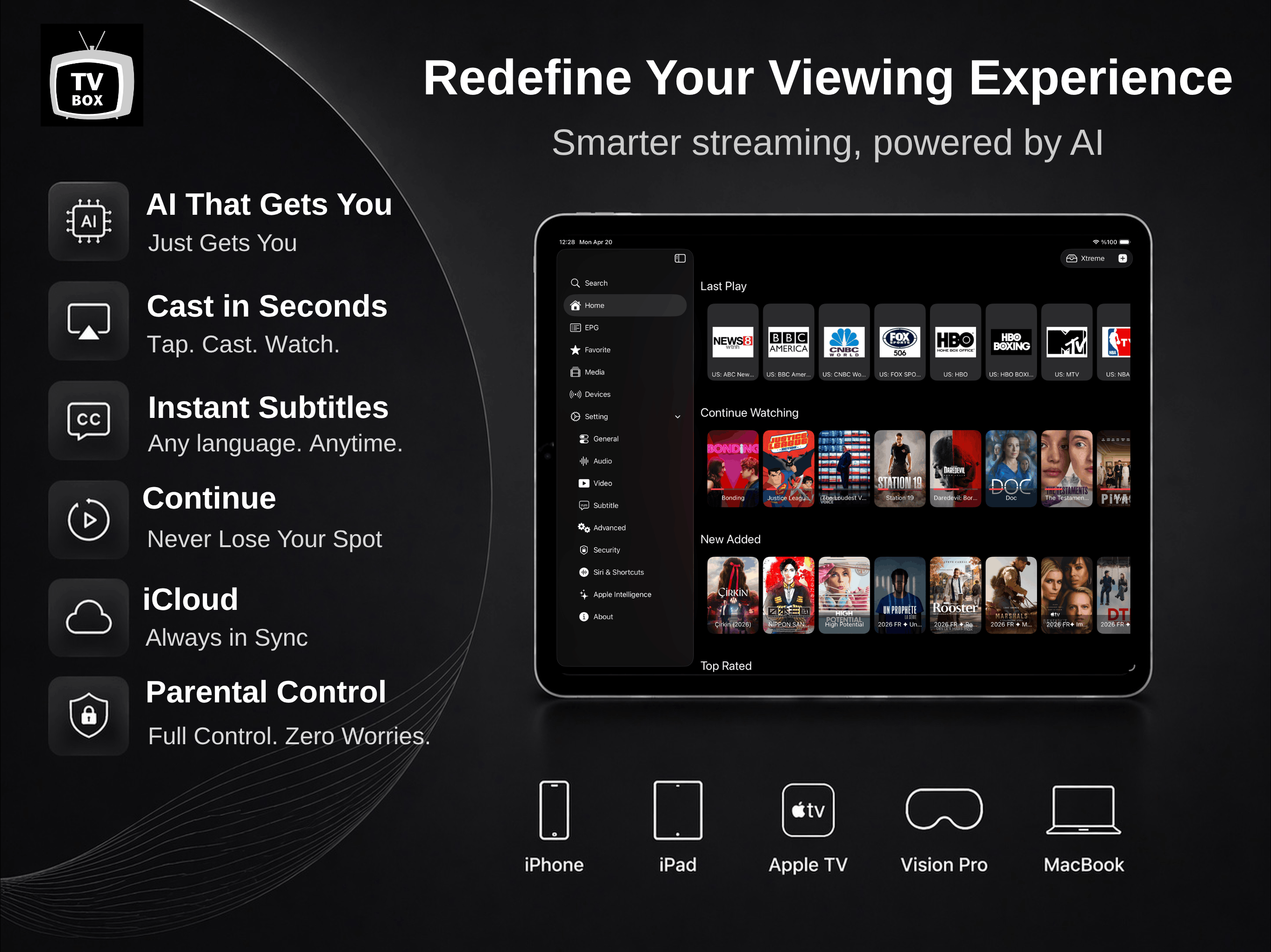 TV-Box library and navigation on iPad